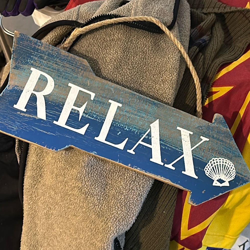 Relax Wooden Arrow Sign